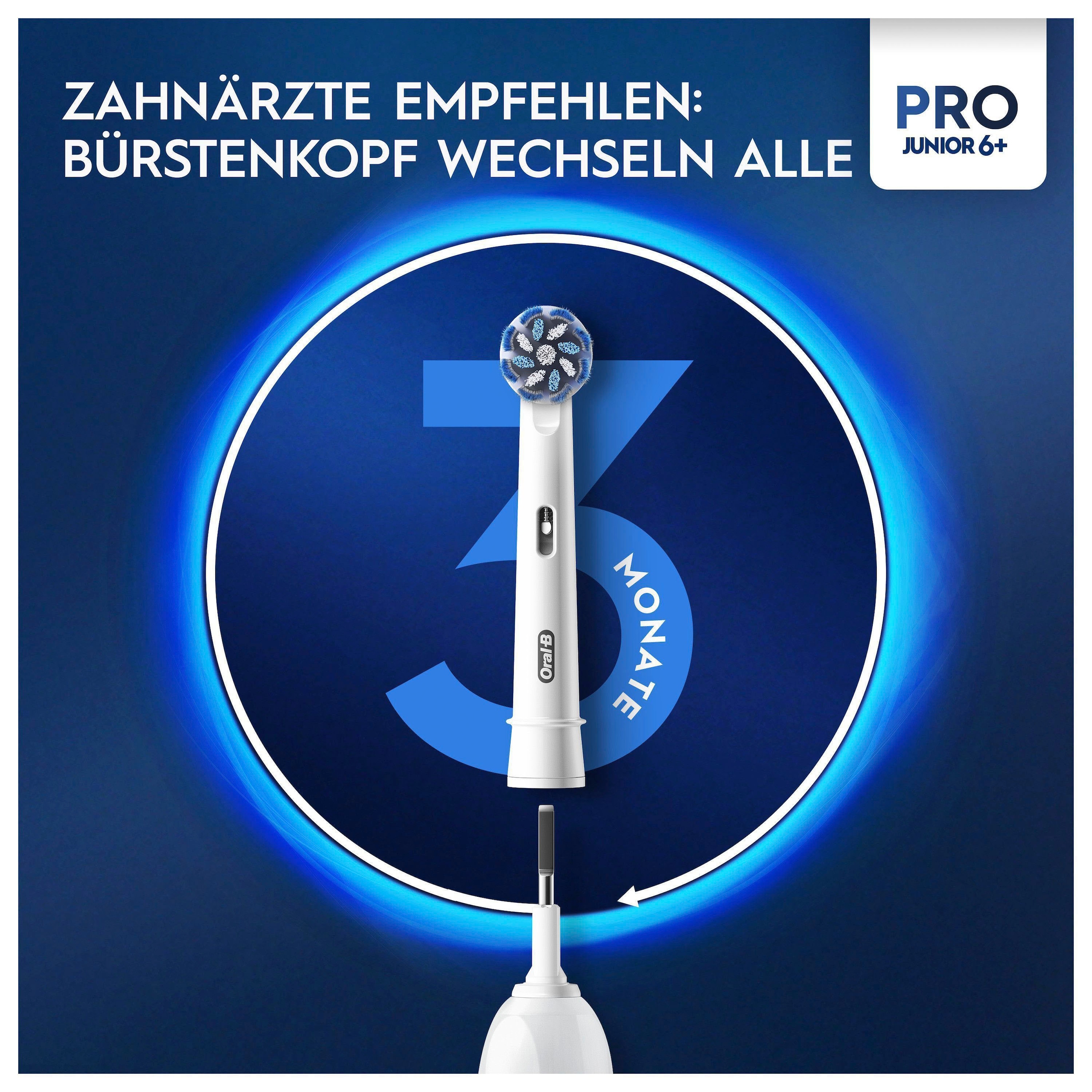 Oral-B Elektrische Zahnbürste »Pro Junior« 1 Stk. Aufsteckbürsten Drucksensor
