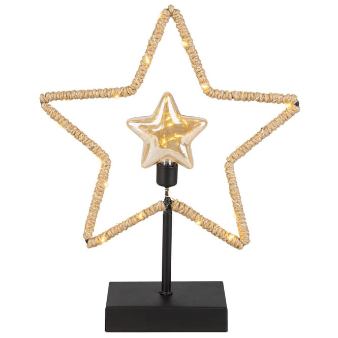 Standdeko - Stern mit LED - schwarz/braun - ca. 25 x 7 x 32 cm
