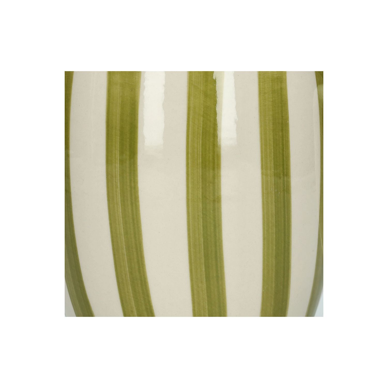Theemok, steengoed, groen gestreept, Ø 9,5 cm