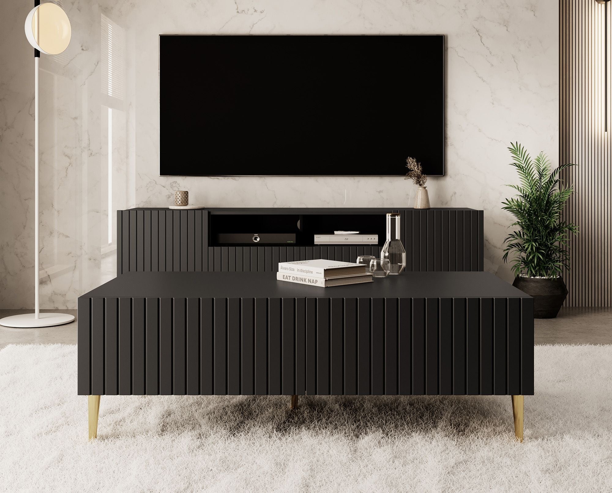 Meubella - Salontafel King - Mat Zwart - 120 cm