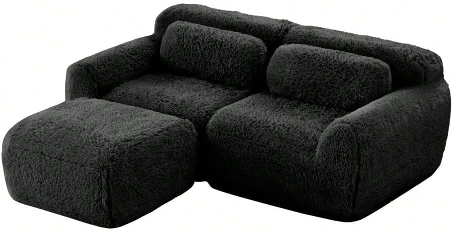Superweiches Samtsofa für Zwei Personen mit Eckfunktion - beliebig kombinierbar, inklusive Kissen - hoch elastischer Schaumstoff, mühelos zusammenzubauen
