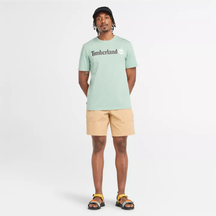 T-shirt à logo linéaire pour homme en vert clair