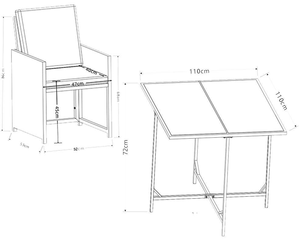 5-delige tuinmeubelset, rotan, bruin
