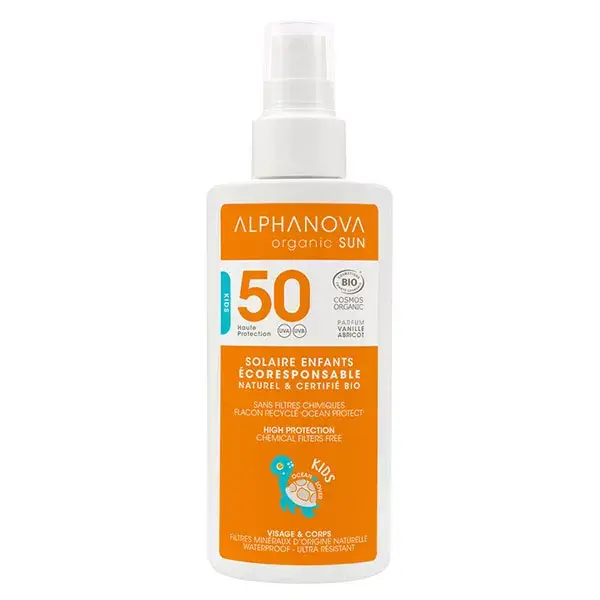 Protetor solar infantil orgânico Alphanova Sun Spray FPS 50 125ml