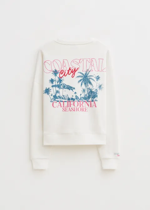 Sweater met print holiday off-white (WIT.O)