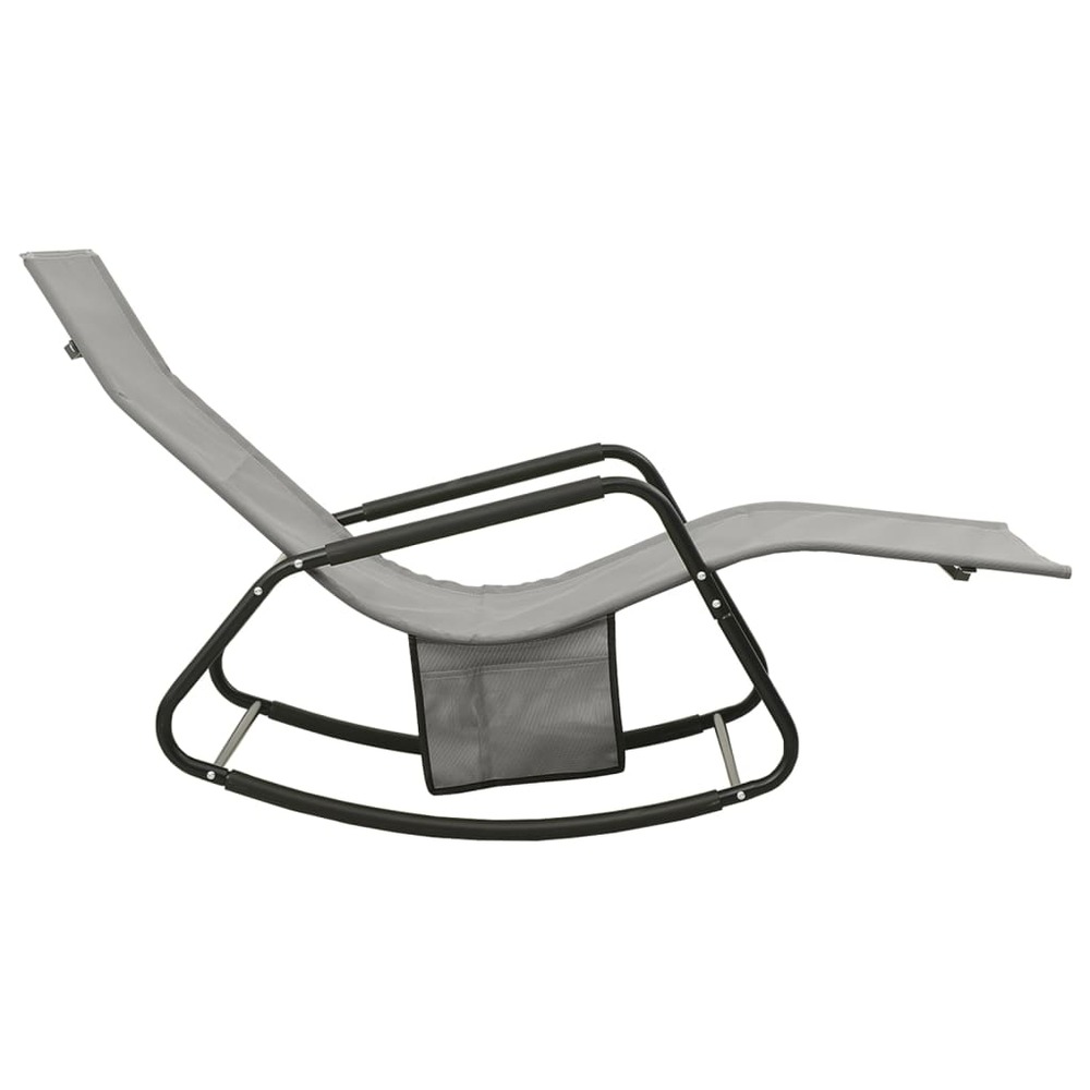 Transat chaise longue bain de soleil lit de jardin terrasse meuble d'extérieur acier et textilène gris