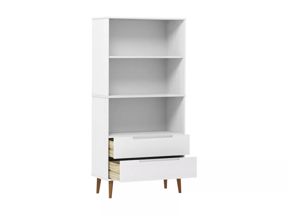 Bibliothèque MOLDE Blanc 85x35x170,5 cm Bois massif de pin