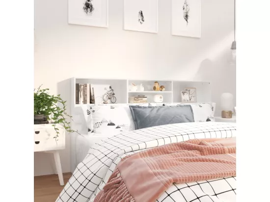 Armoire de tête de lit Blanc brillant 180x19x103,5 cm