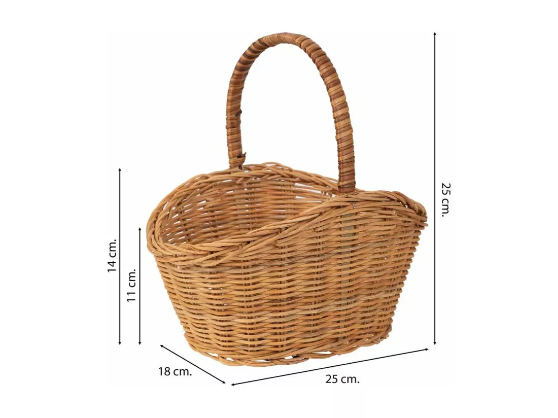 Panier ovale en osier marron 25x17x13-25h