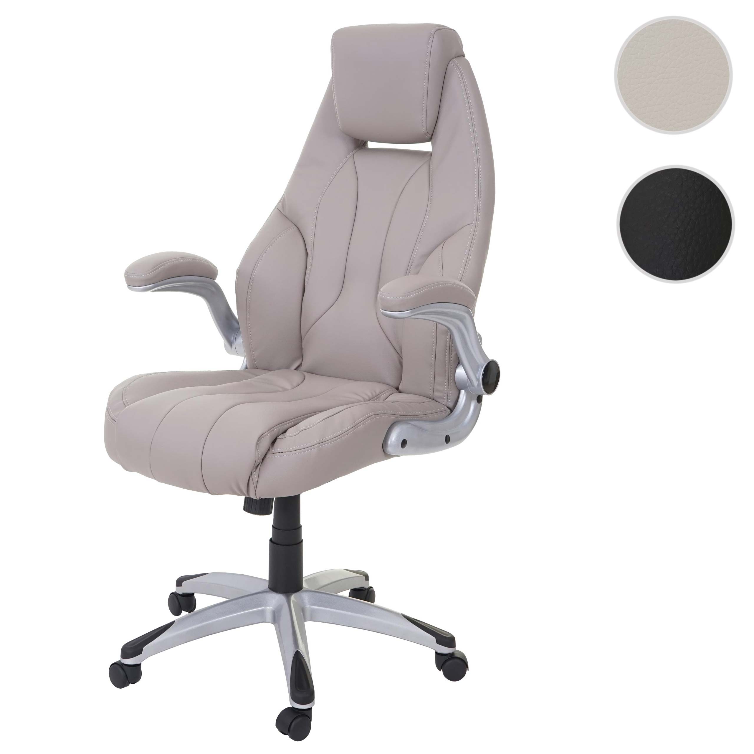 Bürostuhl MCW-A65, Schreibtischstuhl Chefsessel Drehstuhl, Kunstleder MVG-zertifiziert ~ taupe-grau