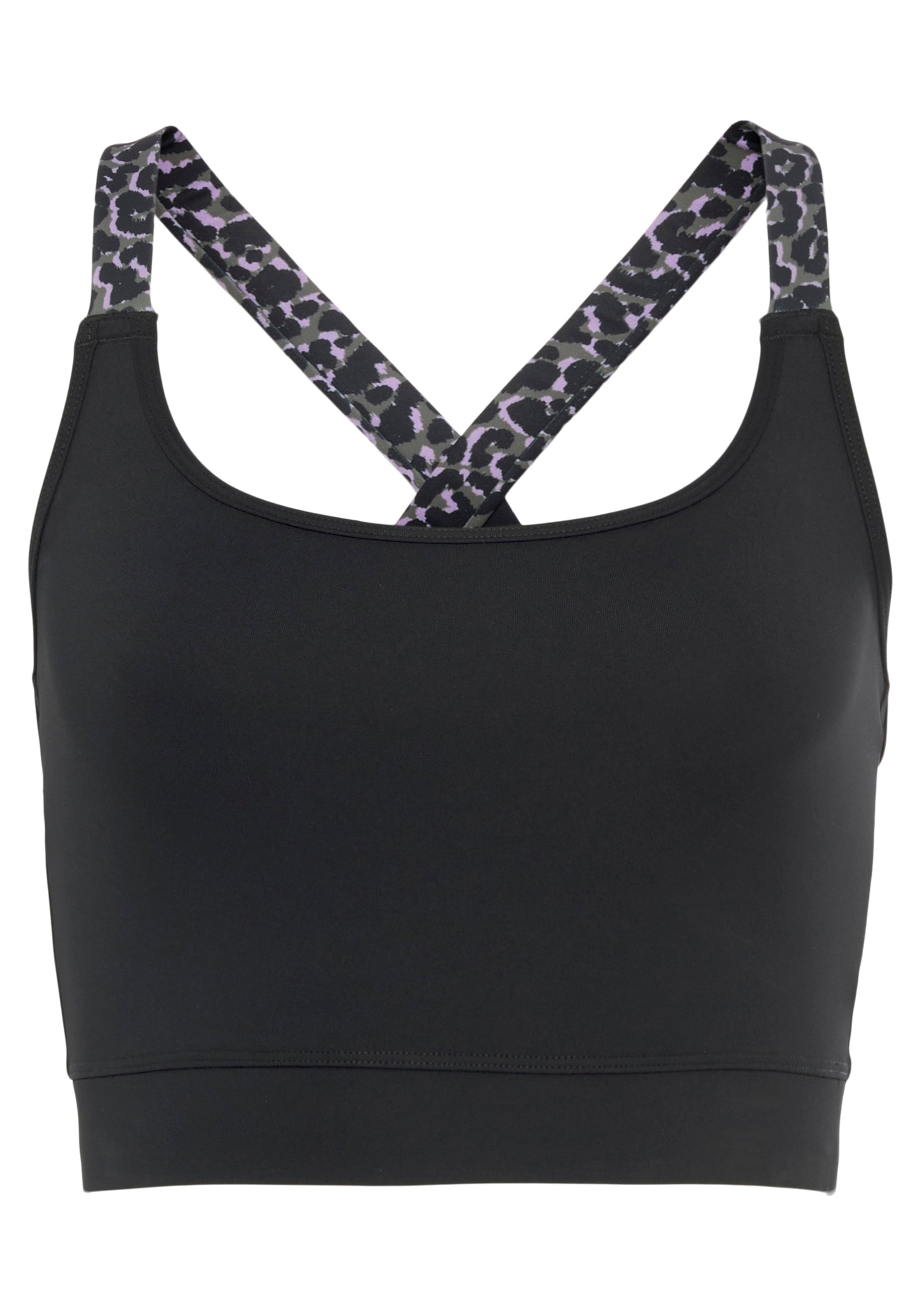 LASCANA ACTIVE Crop-Top , Sporttop mit gekreuzten Trägern in Leo Optik