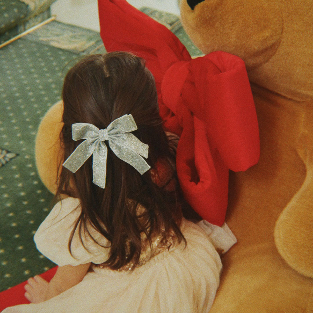 konges sløjd haarclip glitter velvet double bow - silver