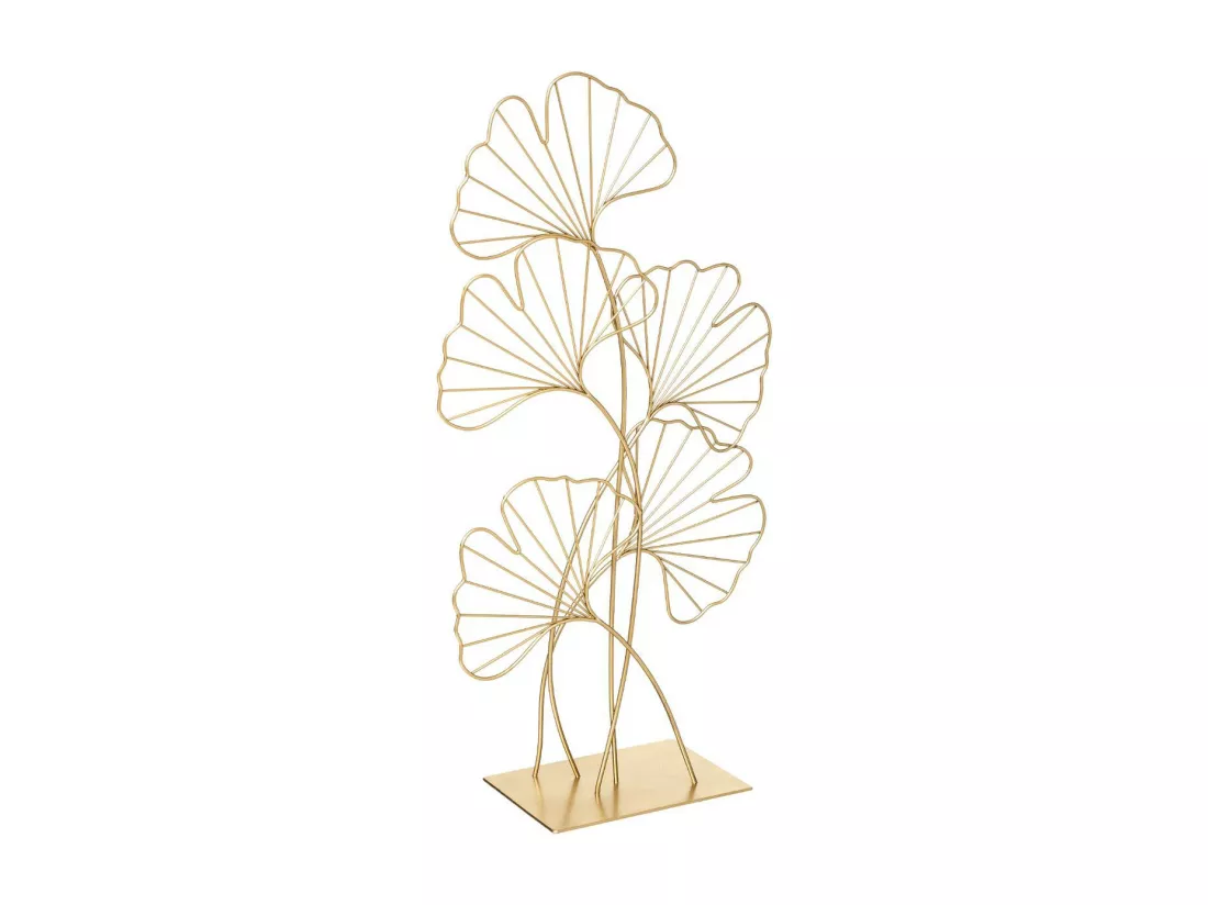 Objet décoratif Feuilles de Ginkgo en métal doré H 56 cm