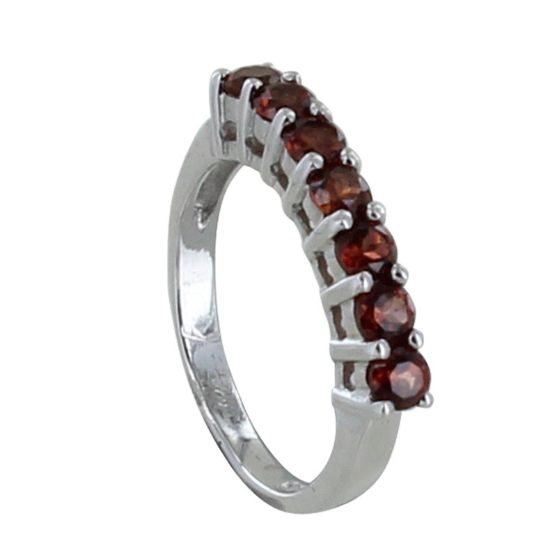 Bague Argent Rhodié Alliance Grenat