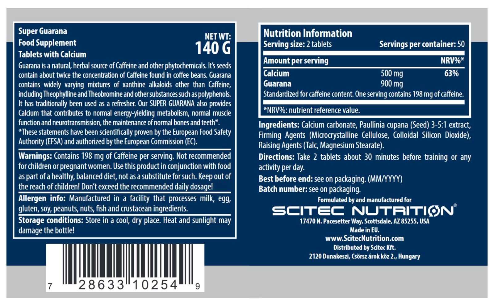 Scitec Nutrition Super Guaraná 100 comprimidos