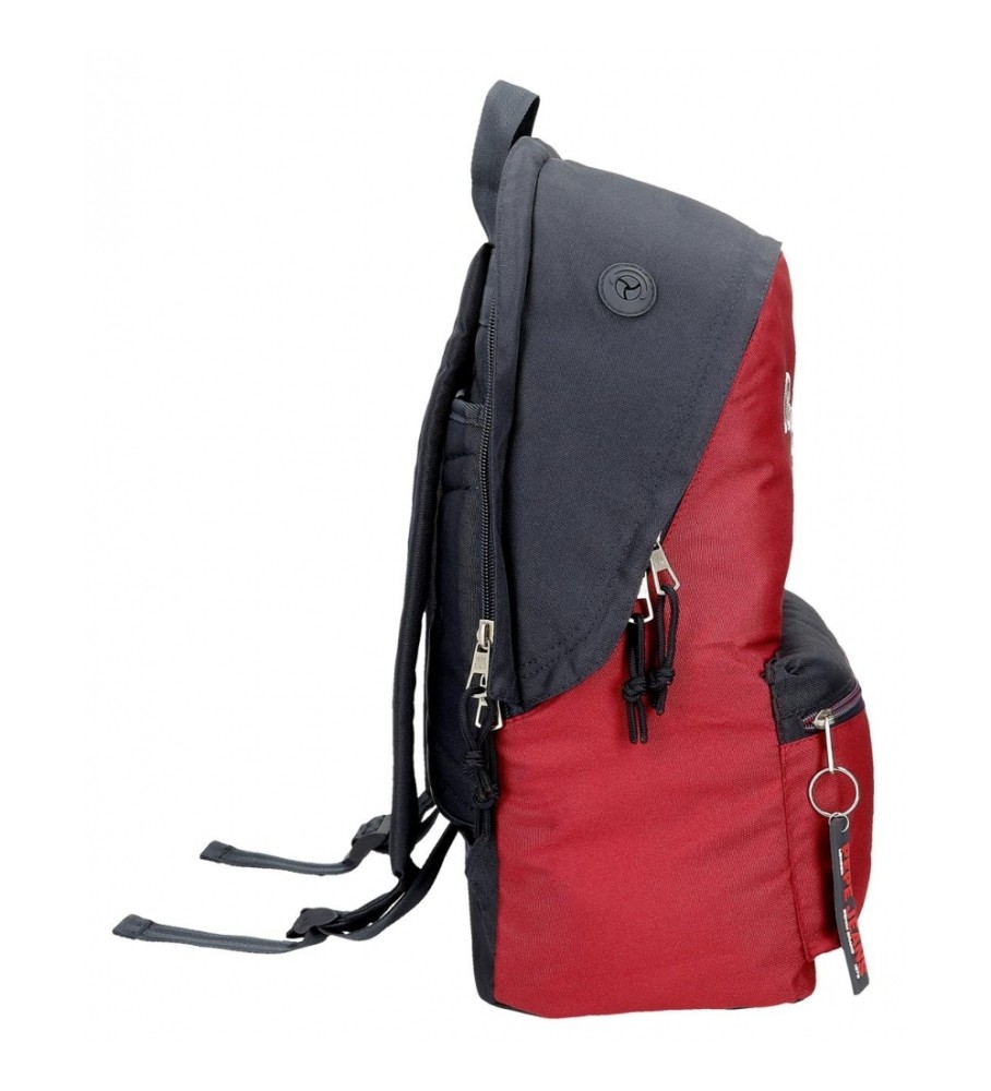 Mochila para laptop Pepe Jeans Clark com dois compartimentos, vermelha.