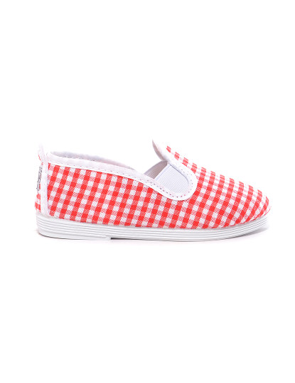 Red Checkered Print Slip-ons
