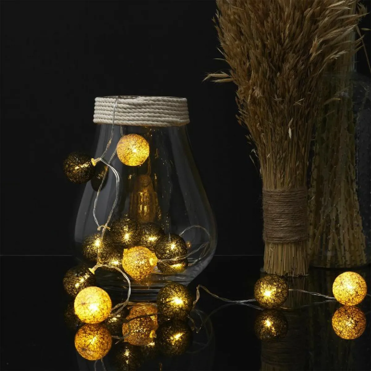 Paris Prix Guirlande Led Boule 3.6m Noir & Or