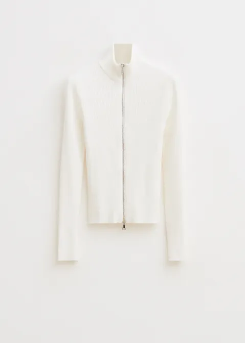 Geribd vest met ritssluiting off-white (WIT.O)