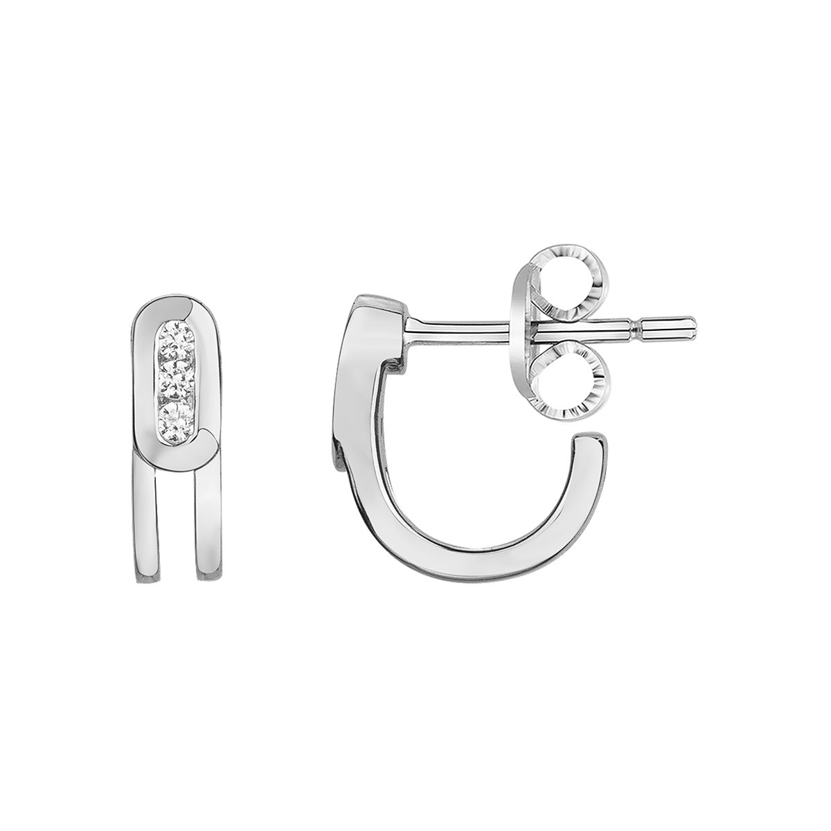 Demi-créoles en Argent avec oxyde de zirconium blanc