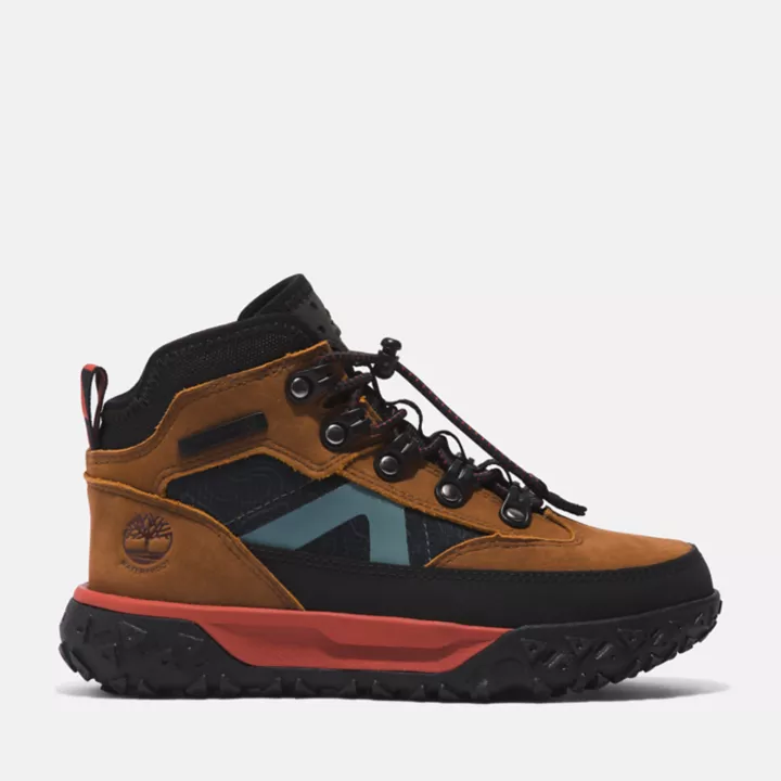 Bota impermeável GreenStride Motion 6 para jovens na cor marrom claro
