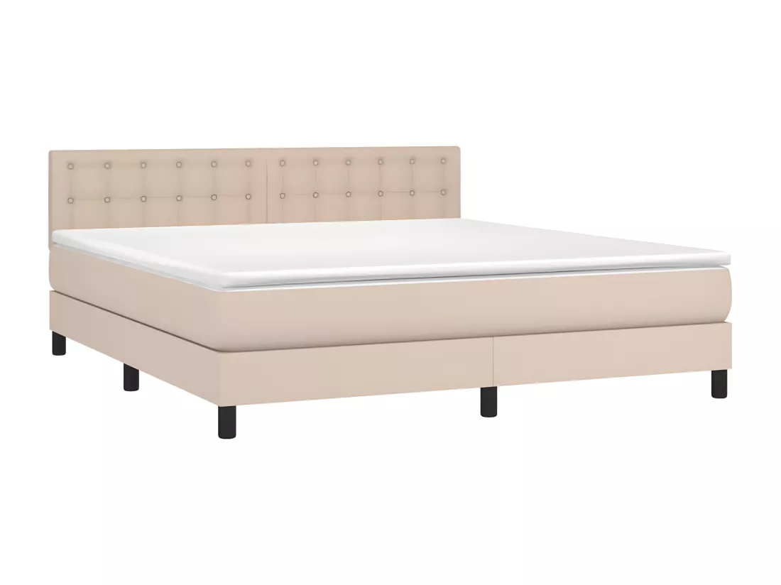 Sommier tapissier matelas LED Cappuccino 180x200 cm Similicuir
