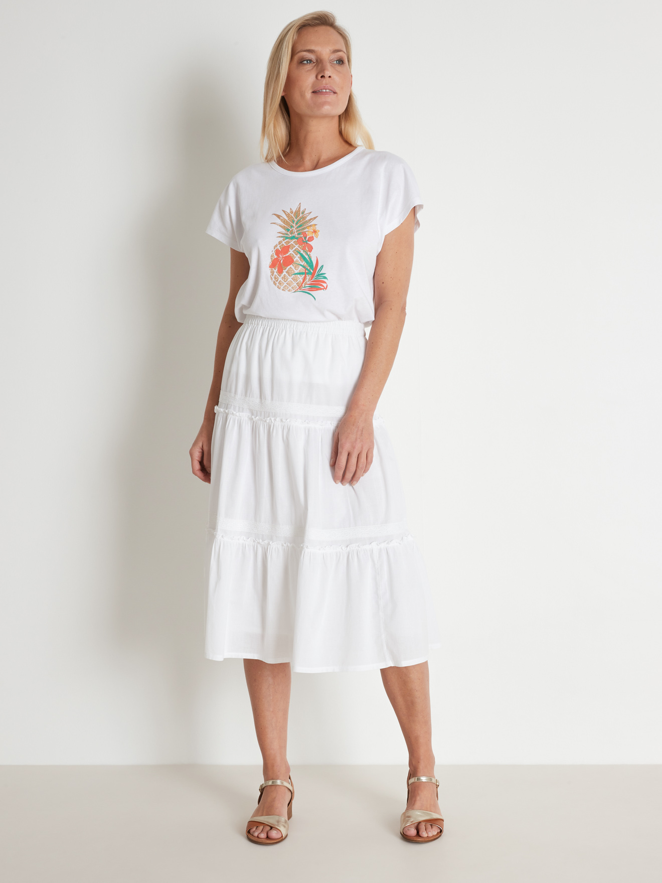 Jupon long en voile et macramé