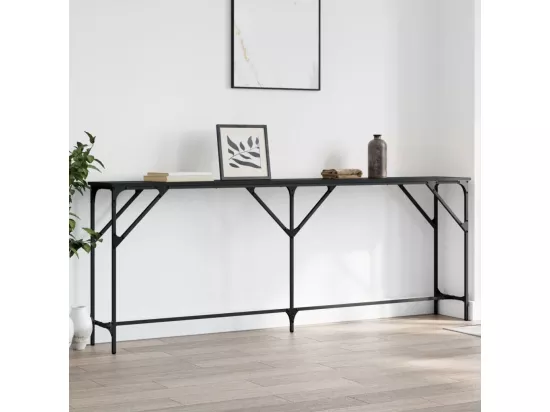 Table console noir 200x29x75 cm bois d'ingénierie