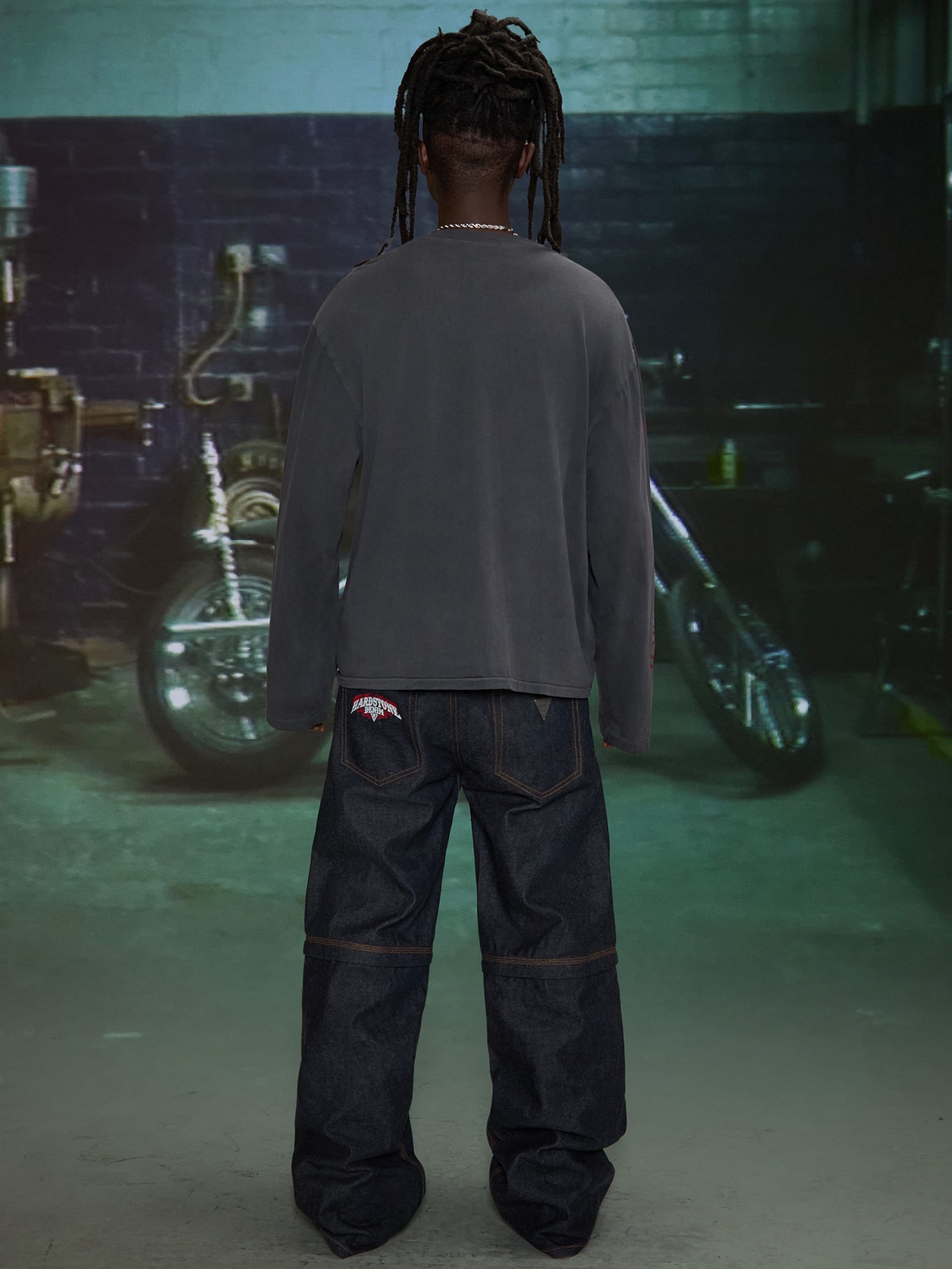 Calça jeans HARDSTONE Zip-Off em denim cru