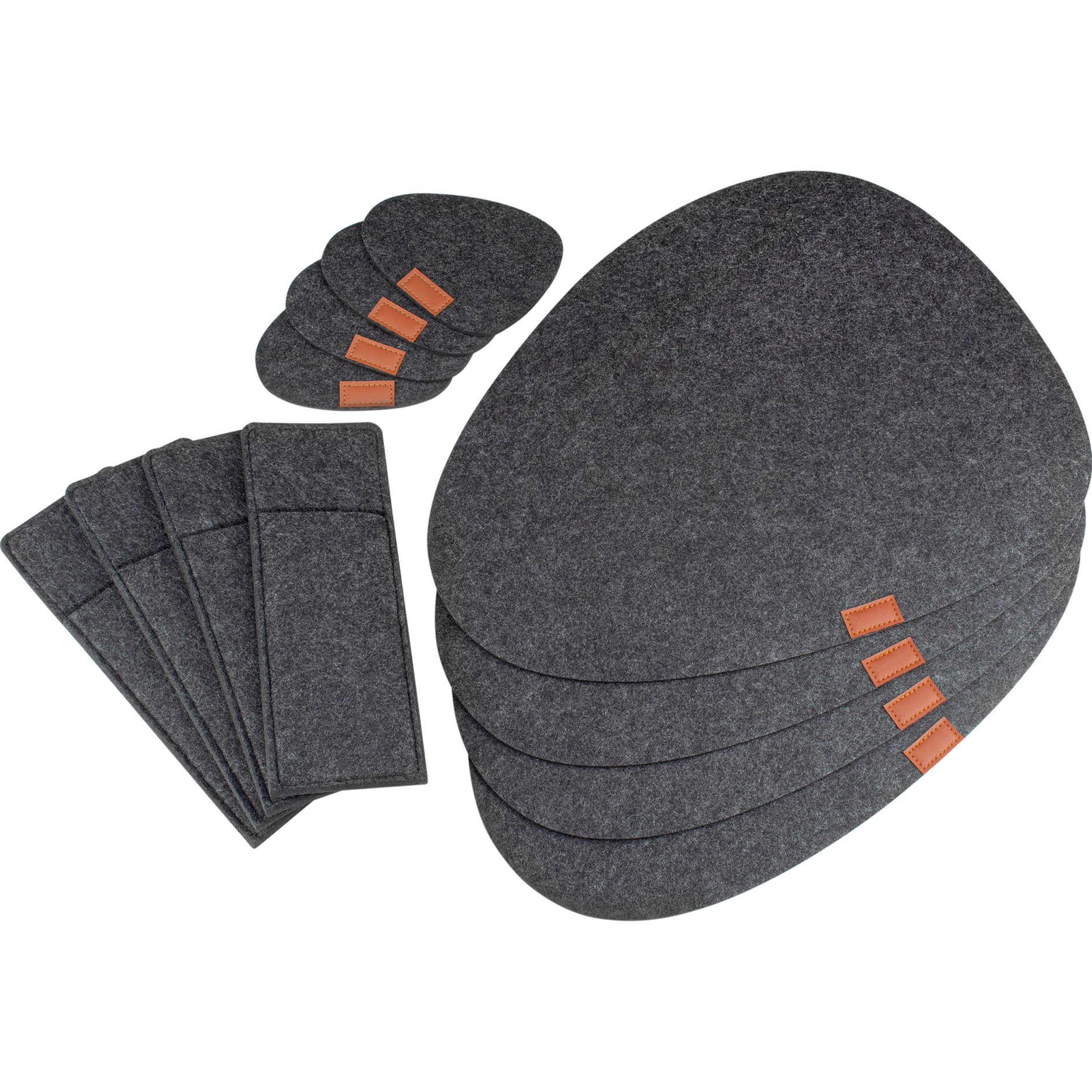 Tischset - anthrazit - Filz - 12-teilig