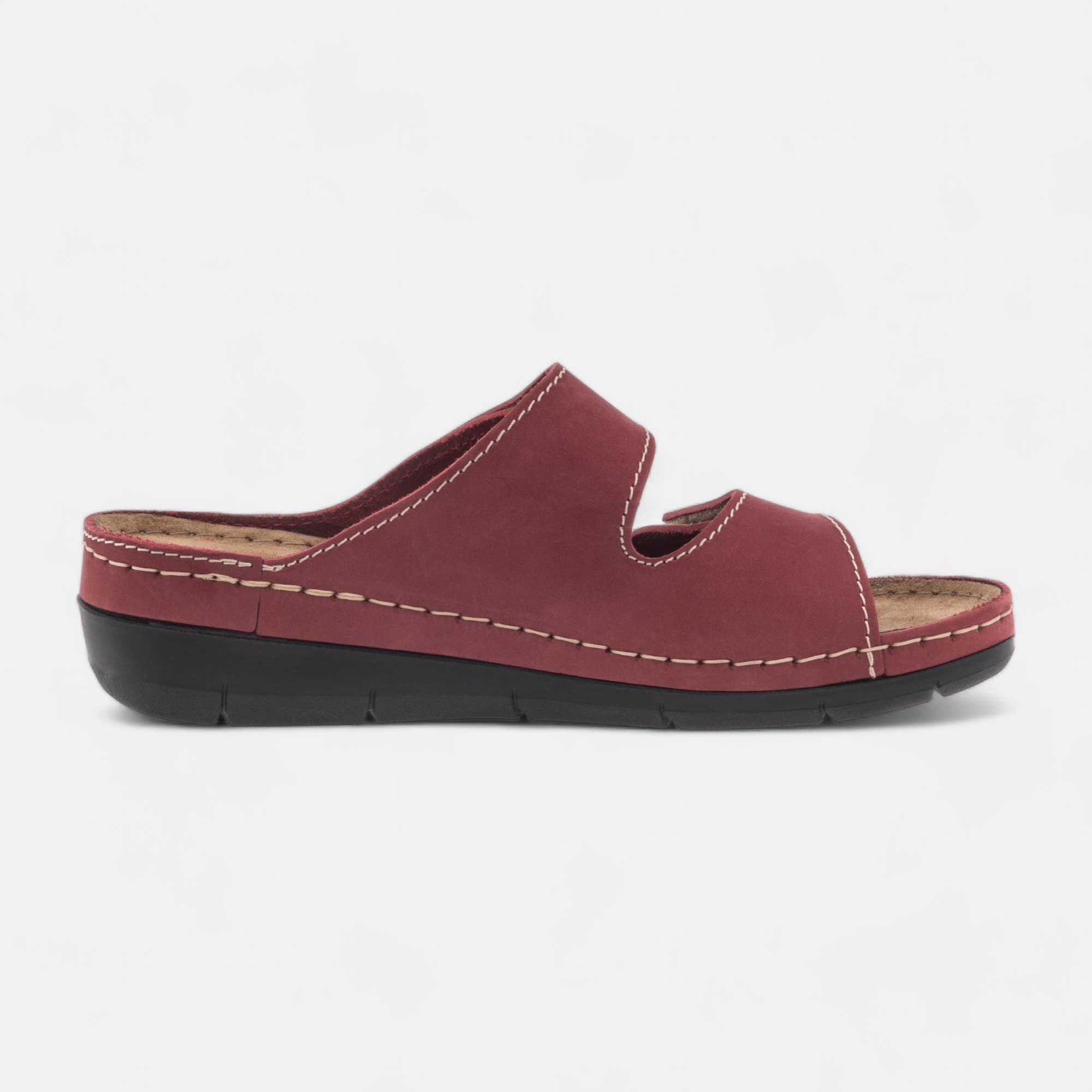 Chaussures confort paramédical Femme en cuir rouge