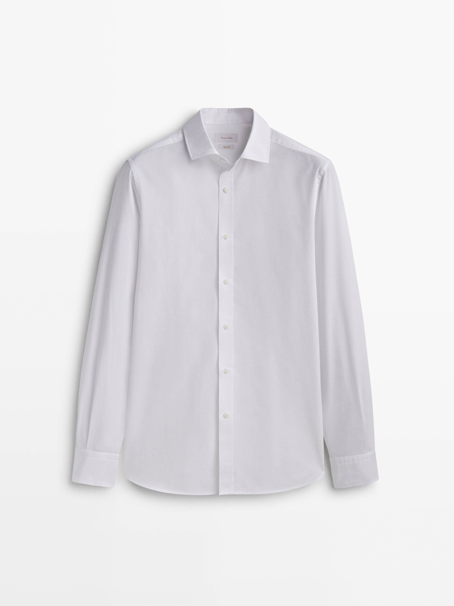 Camisa de algodão texturizado com modelagem slim fit - BRANCA
