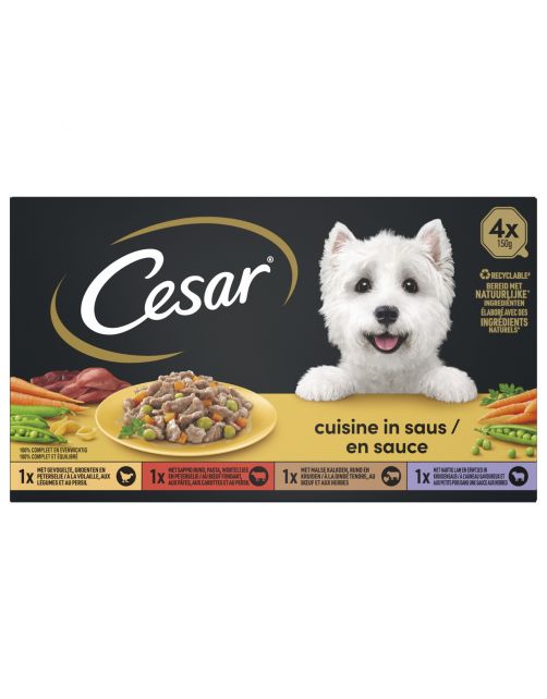 Cesar Alu Multipack Cuisine - Hondenvoer - Mix 4x150 g
