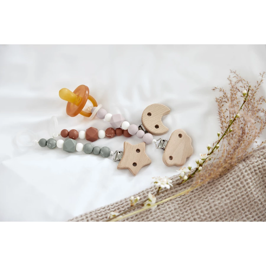 LÄSSIG Soother Holder WoodSilicone Little Universe Rose