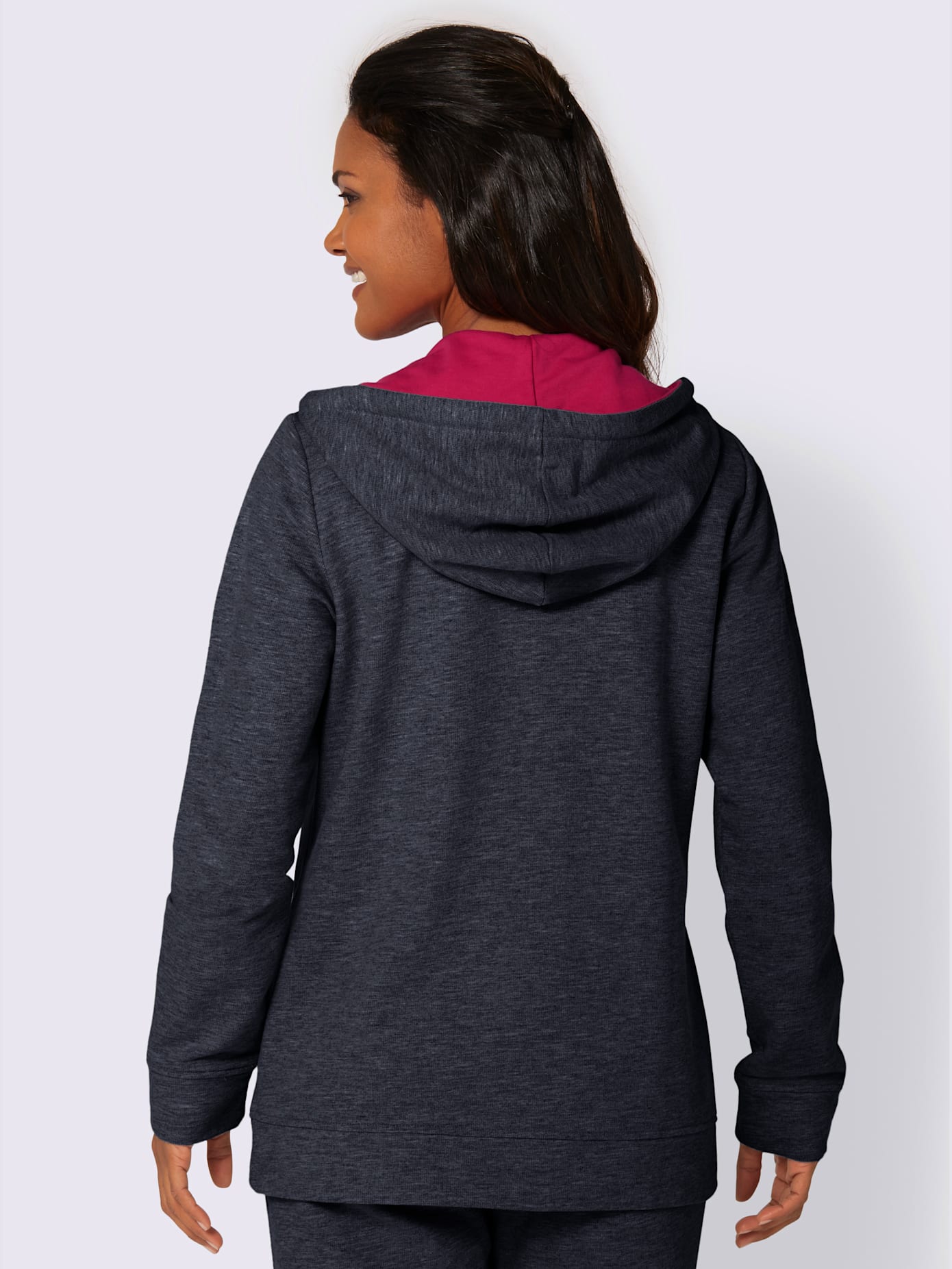 Sweat chiné détails contrastés avec capuche
