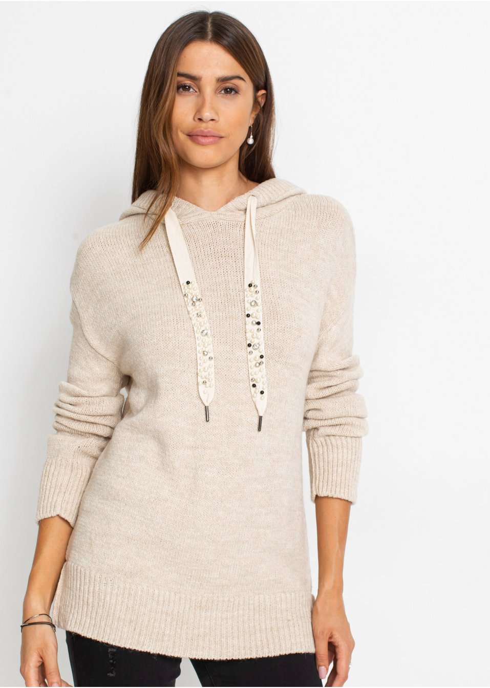 Pull en maille à capuche