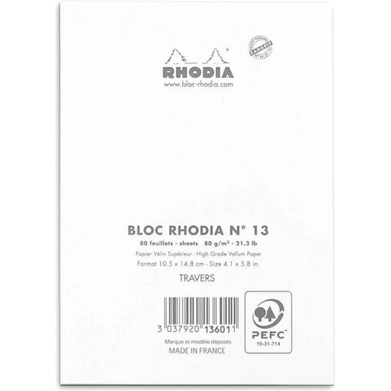 Bloc agrafé N°13 A6 80 feuilles lignées 80 g - Blanc