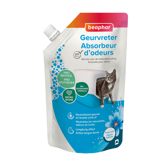 Absorbeur d'odeurs pour litière du chat, parfum fraîcheur - 400g