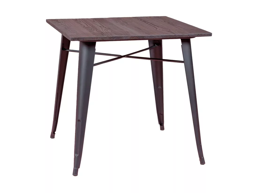 Table industrielle en acier noir et bois foncé - Bistro - Noir