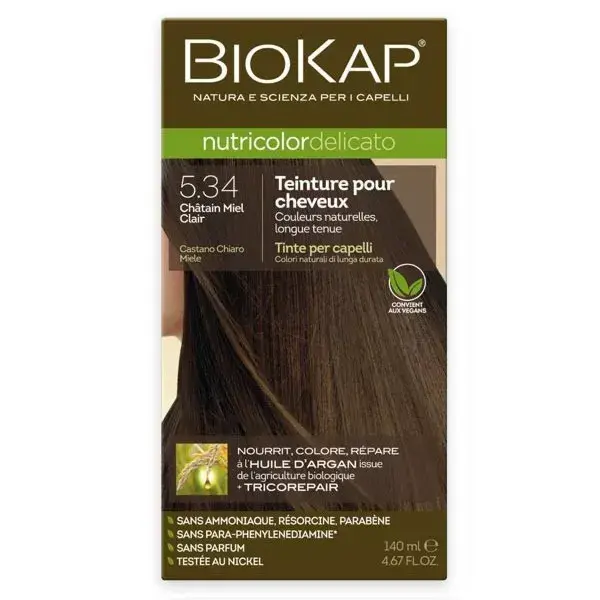Biokap Nutricolor Delicato Hair Dye 5.34 Châtain Miel Clair 140ml