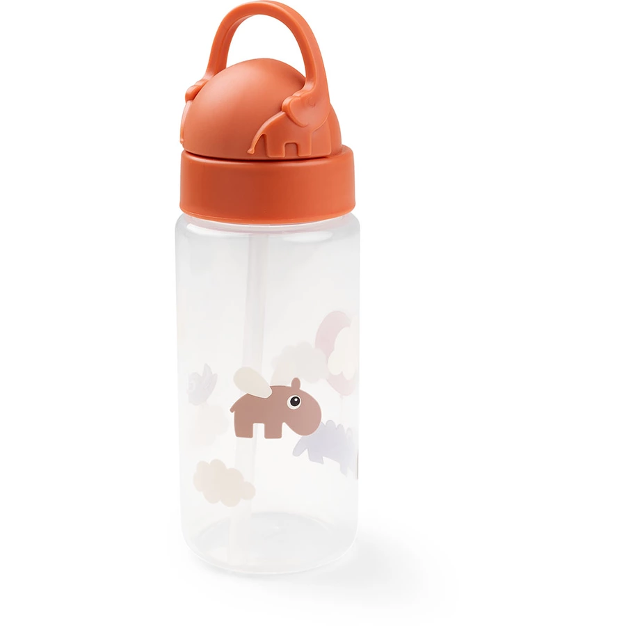 Done by Deer™ Trinkflasche mit Strohhalm Happy clouds Papaya