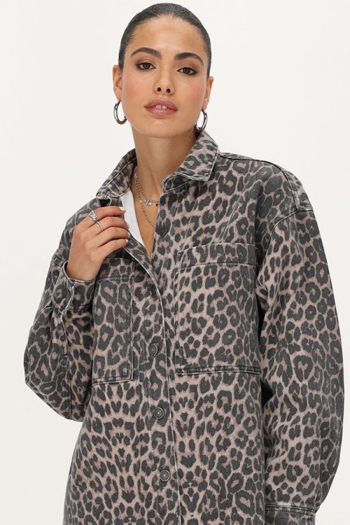 Panterprint denim blouse jurk