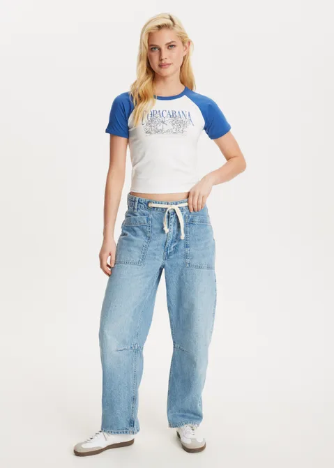 T-shirt met colorblock blauw (INDIGO)