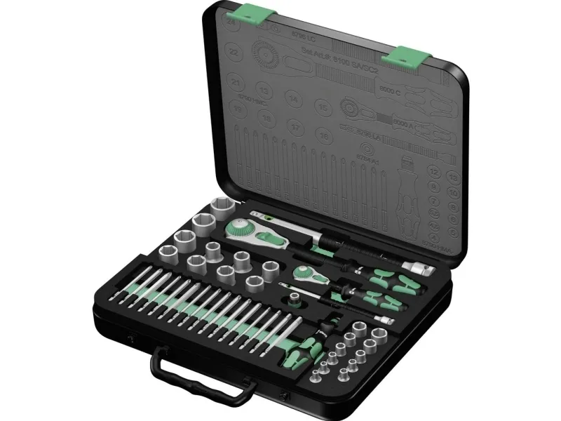 Wera Zyklop Speed 8100 SA/SC 2 - Skraldetopnøgle med bit og sokkelsæt - 43 stykker - i etui