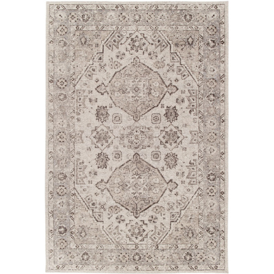Tapis à motif oriental en tissus chenille recyclé - yanis - gris et brun - 120 x 170 cm
