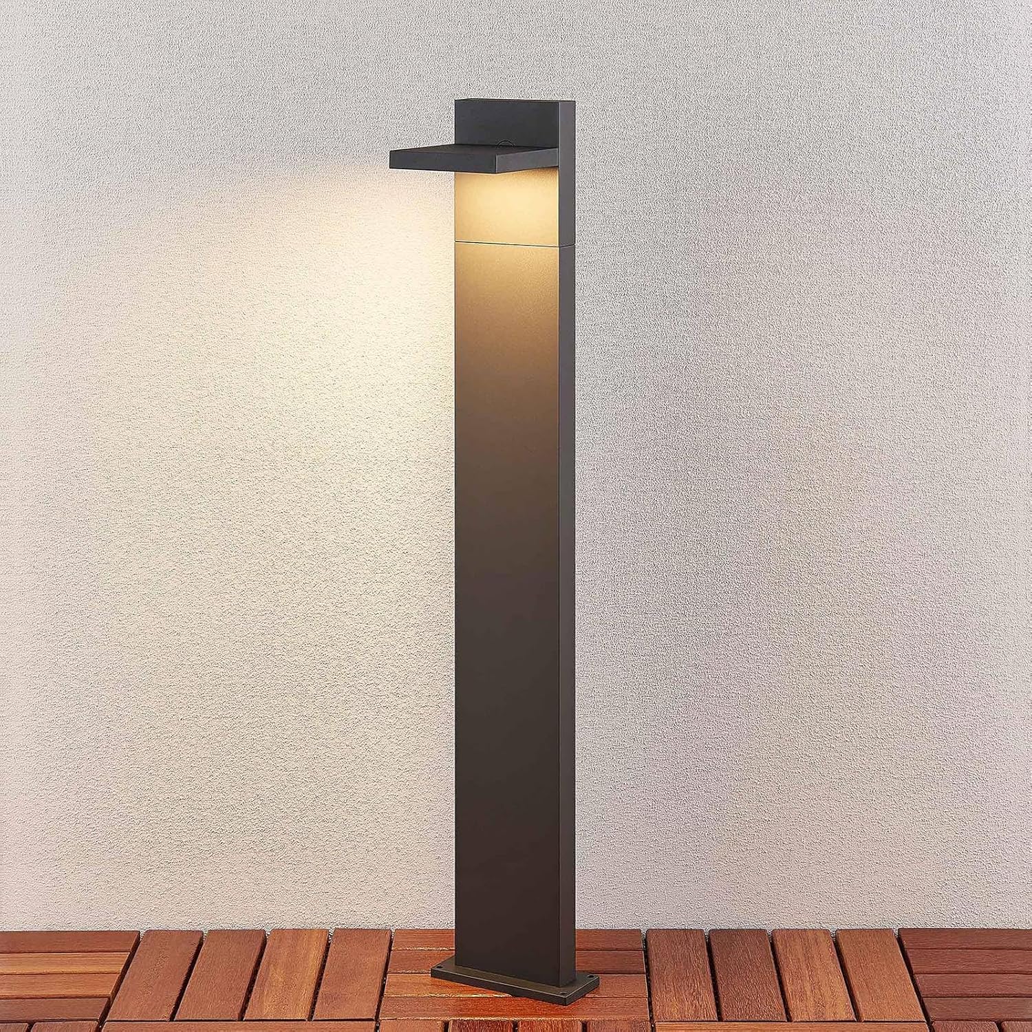 Lucande LED Außenleuchte Silvan (Modern) in Schwarz aus Aluminium (1 flammig,) - Wegeleuchte Pollerleuchte Wegelampe Sockelleuchte