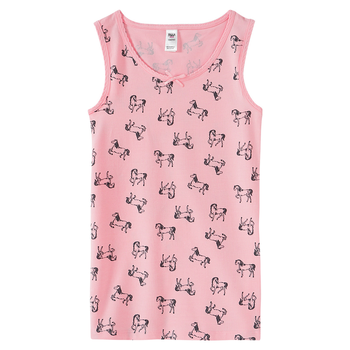 Topolino 2 Mädchen Unterhemden mit Pferden rosa / weiss