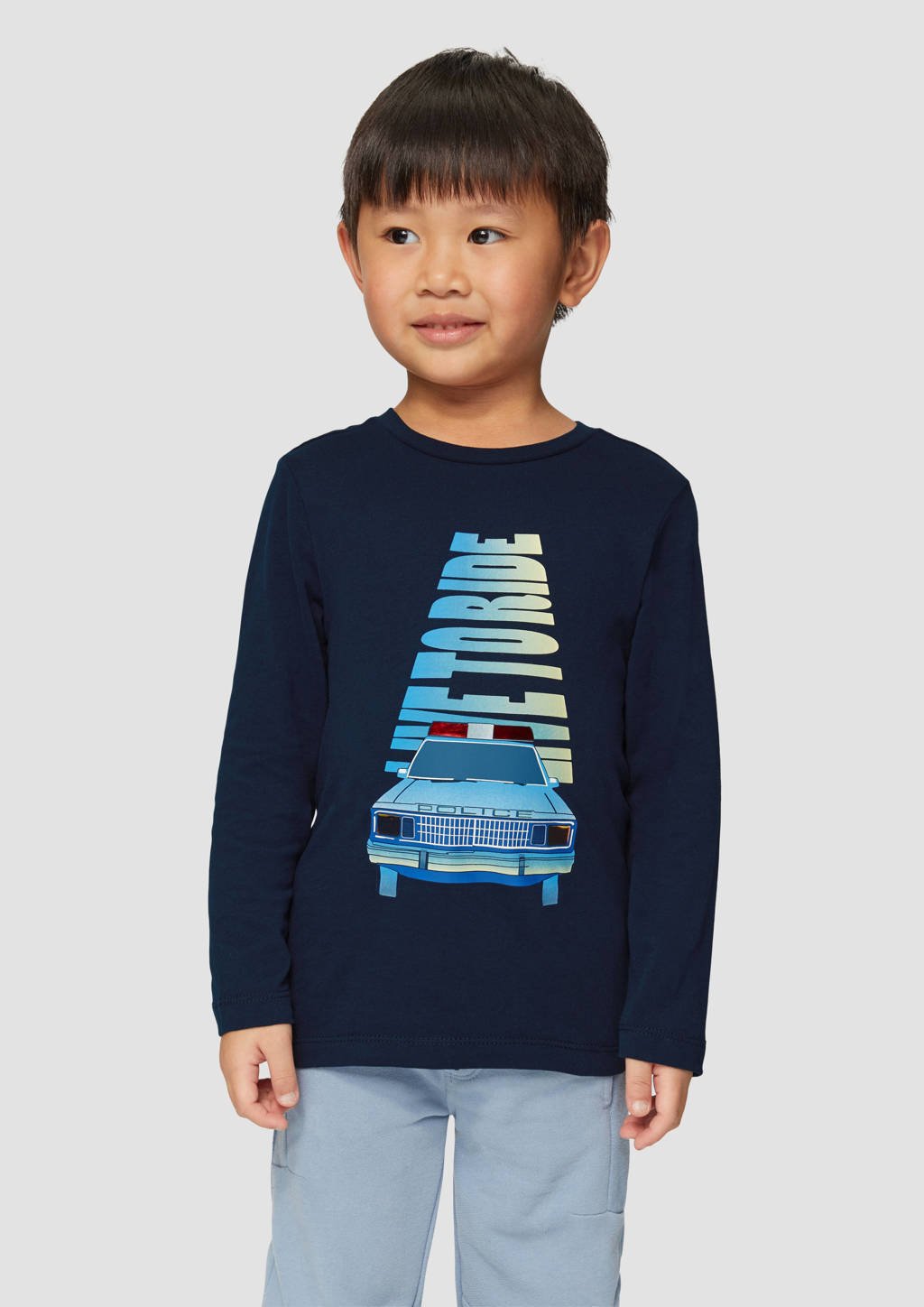 s.Oliver longsleeve met printopdruk donkerblauw