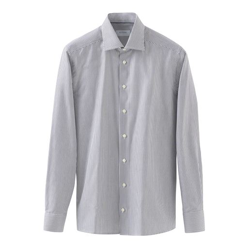 Eton Striped Signature Twill Contemporary Skjorte, Dark Grey, 46