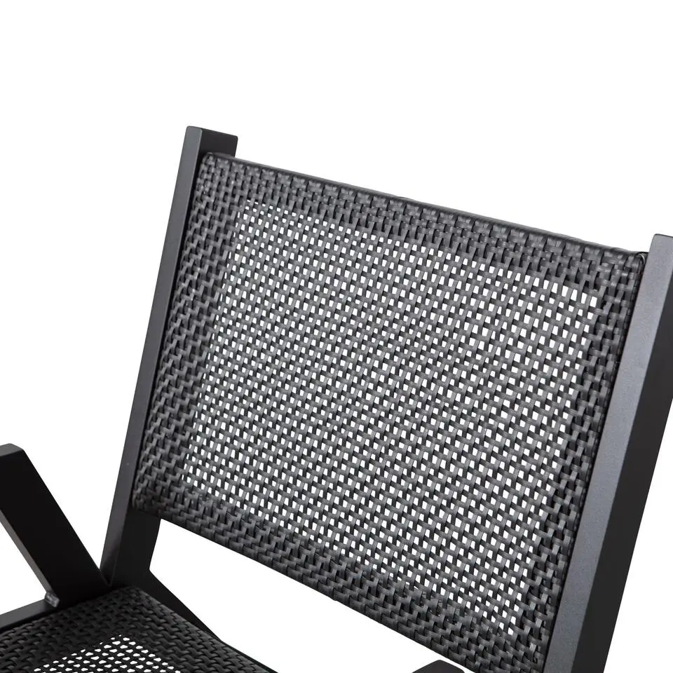 WOOOD Pem Tuin Fauteuils Armleuning - Aluminium - Zwart - Set van 2